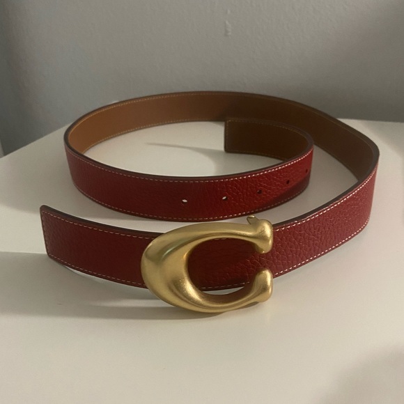 Coach reversible C signature red/brown belt - Picture 3 of 9